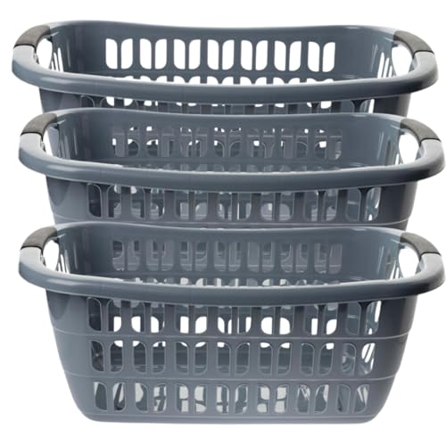 3er Set Große Wäschewanne Grau 55x37x20 cm: Dein Multitalent für Ordnung und Komfort!