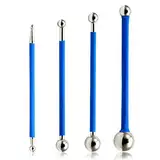 SPEEDWOX Abdichtungswerkzeug Metallkugel 4 Stück Polymer Ton Werkzeug Kit Fugenveredelung für Fliesen Fugenbeschichtung Dichtstoff Finishing Fondant Kuchen Papier Blume Dekorier DIY Werkzeug Set