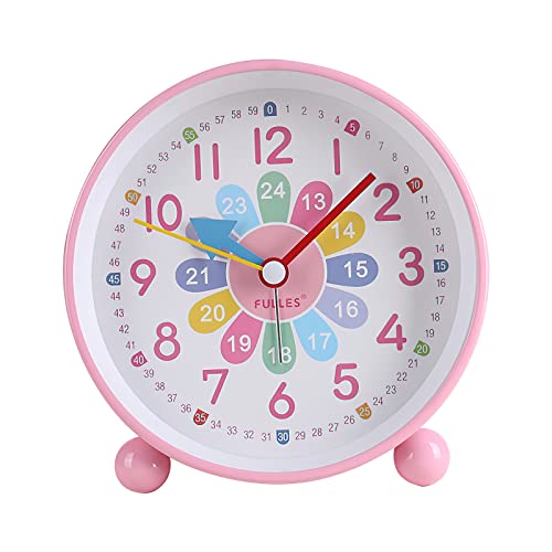 VOSSOT Wecker, Kinderwecker Digital Ohne Ticken, Lautloser Lernwecker Lernuhr Kinderuhr Kompak Analog Wecker für Jungen und Mädchen - Reisewecker mit Nachtlicht, Snooze und Batteriebetrieben