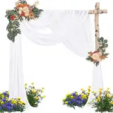 JTOOYS Weißer Vorhang für Hochzeit - 150 x 600cm Querbehang Freihanddeko Vorhang, Hochzeitsbogen, Wandbehang, Dekoration für Wohnzimmer, Hochzeitsfeier, Zeremonie, Bühnendekoration