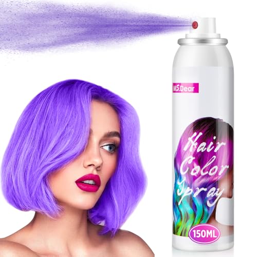 Temporäre Haarfarbe Spray für Kinder Erwachsene, 150ML Temporäre lebendige Schattierungen, abwaschbar Haarfarbe Spray Haarfärbemittel für Party, Halloween, Weihnachten, 150ML Lila Haarspray