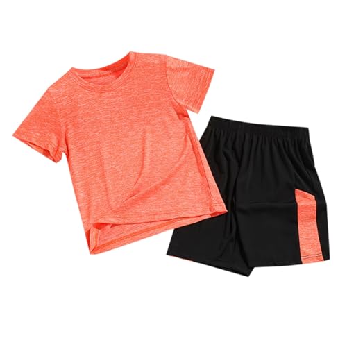 Generisch Trainingsanzug Kinder Sommer Jogginganzug Schnelltrocknend Sportanzug Kurz Sport T-Shirt und Shorts Set Sportkleidung Tracksuit Activewear für Jungen 2-11 Jahre