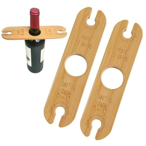 Generisch 2 Stück Weinglashalter Holz zum Umhängen für 4 Gläser, Rustikaler Glashalter aus Holz für Outdoor-Picknick und mehr, Weinzubehör