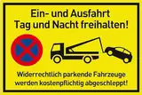 Brandengel® Hochwertiges Ein- und Ausfahrt Freihalten Schild Kunststoffplatte selbstklebend (Neongelb) 200 x 300 mm (Wiederrechtlich parkende Fahrzeuge werden ...)