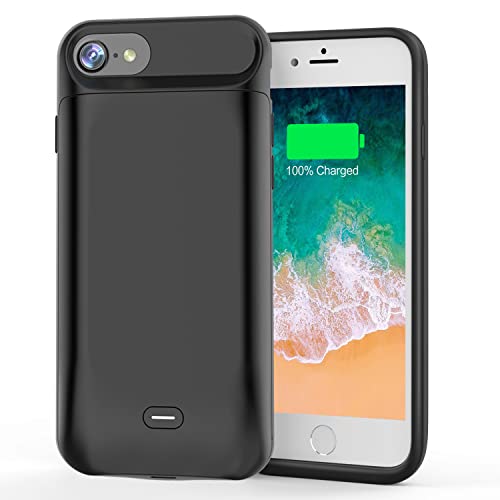 Akkuhülle für iPhone 8 /7/6S/6/SE 2020, [ 6600mAh ] Zusatzakku Ladehülle Akku hülle Handyhülle, Akku Battery Case Powerbank Hülle für iPhone SE 2020/7/6S/6/8, Tragbare Akku Case Schwarz [4,7 Zoll]