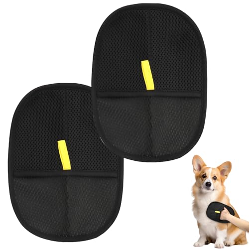 DAWRIS 2 Stück Doppelseitige Fellpflegehandschuh für Pets, Antistatische Massagehandschuh Katzen und Hunde, Wiederverwendbare Tierhaarentferner Handschuh, zum Waschen, Hair Removal, Fellpflege