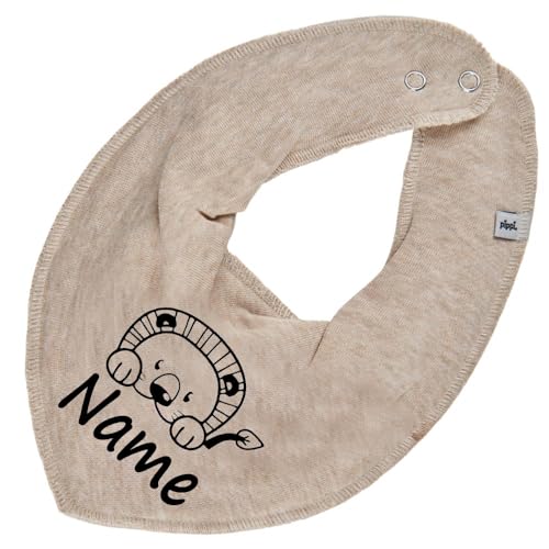 HALSTUCH Löwe mit Name oder Text personalisiert für Baby oder Kind aus Baumwolle in Einheitsgröße beige