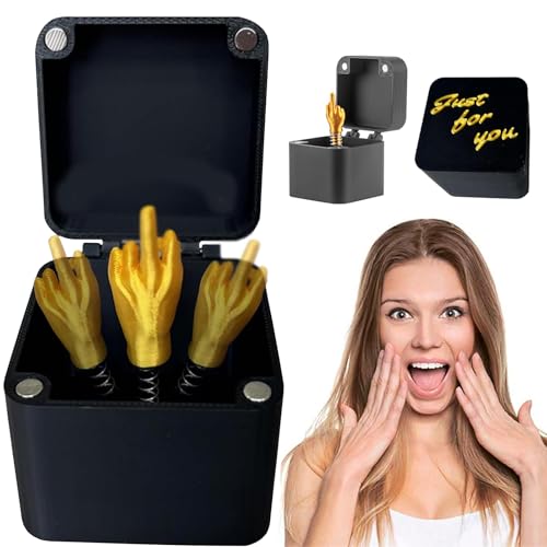 KVGBNT Mittelfinger Box, Mittelfinger Geschenk, 1.96Zoll*1.96Zoll Geschenkbox Mit Deckel Mittelfinger Prank, für Büro und Wohnkultur Fun Prank Gift(Schwarz)