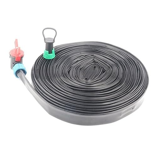 FBANULPEX Drip Tape Bewässerungsschläuche，Flache Rohre for Gewächshaus Hausgarten Pflanzen Rinnsal Bewässerung Tropf(5m Kits)
