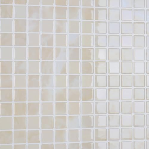 CRE8TIVE Fliesenaufkleber Mosaikfliesen Klebefliesen Küche Beige Marmoroptik Selbstklebende Fliesen Wasserfest Küchenrückwand Selbstklebend Wandfliesen Selbstklebend Bad Kamin 4 Stücke 30.5cm x 30.5cm