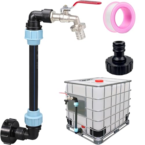 IBC Schwanenhals 3/4" Auslaufhahn, S60x6 Wasserhahn Absperrhahn 3/4 Zoll IBC Adapter für das Bequeme Befüllen der Gießkanne, IBC Tank Zubehör für Regenwassertank Wasserfaß Regenfass IBC-Container
