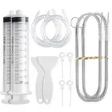 FINEASY 12 Stück Kühlschrank Reinigungsset, Kühlschrank Abfluss Reinigung, Kühlschrank Reinigung Set mit Kühlschrank Bürste, Schlauch, Spritze, Enteisungsschaufeln, Kolben - Für Kühlschranks, Küche