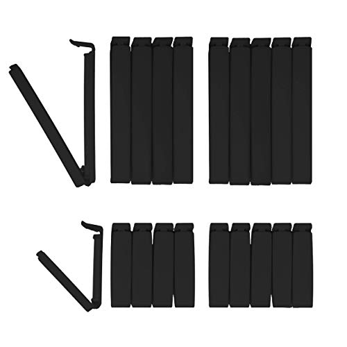 BUNEO Black Edition Tütenclips (20 Stück) | 20 Verschlussclips: 10 x schwarz (11 cm) + 10 x schwarz (6 cm)