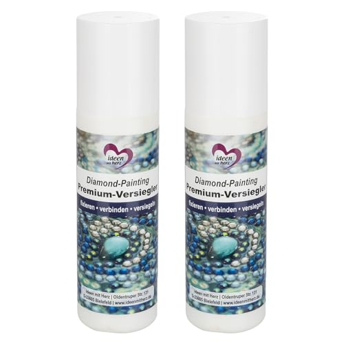 Ideen mit Herz Diamond-Painting Premium-Versiegler | Versieglung für glänzende Bilder | fixieren | verbinden | versiegeln | praktische Schwamm-Tube | Schutz-Schicht für Diamanten und Puzzle (200 ml)