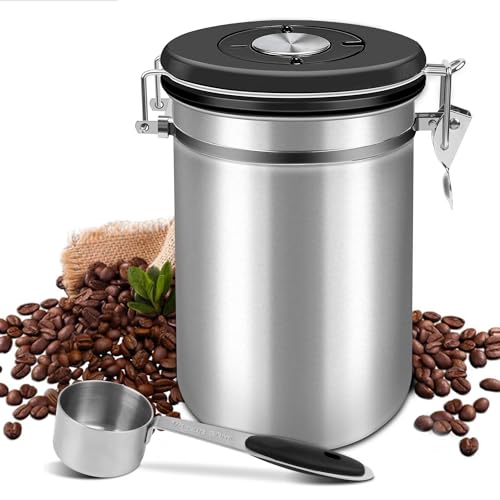 Shayson Kaffeedose 1kg Bohnen Kaffeedose Luftdicht 2800ml mit Löffel und Kalenderrad, Edelstahl Kaffee Dose Behälter zum Aufbewahren von Kaffeebohnen, Tee, Nüssen, Würze, Kakao usw