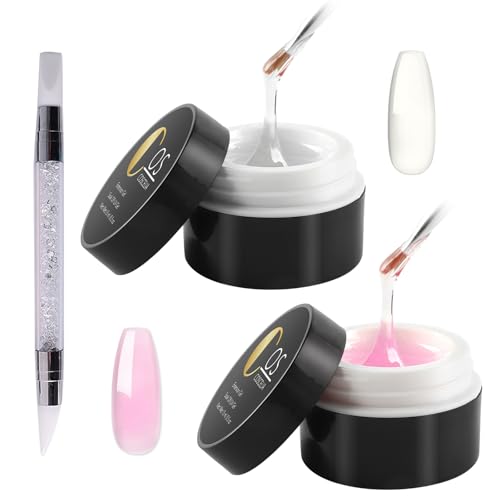 2 Stück Aufbaugel für Gelnägel 15ml Gel für Nägel Nagel Gel UV zur Nagelverlängerung und Modellage für Nägel Versiegelungsgel Gel Nagellack Nail Art Design