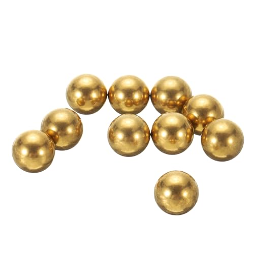 sourcing map Präzisionskugel aus massivem Messing, 15 mm, industrielle Messing-Kugeln für Maschinen, Automobile und Heimwerker, H62-Messing, 10 Stück