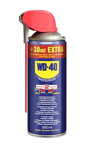 WD-40 Multifunktionsprodukt Smart Straw 330 ml – Präzise Anwendung mit klappbarem Sprührohr, löst festsitzende Mechaniken & Rost, beseitigt Quietschen, verdrängt Feuchtigkeit, schützt & reinigt