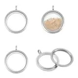 UNICRAFTALE 4 Stück Edelstahl Schwimmender Medaillon Anhänger Living Memory Kristall Fotorahmenanhänger Glas Schwimmender Anhänger Flache Rundeanhänger Für Halsketten