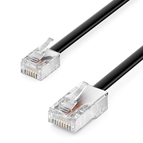 deleyCON 6m Telefonkabel RJ11 auf RJ45 Modularkabel Flachkabel RJ11 Stecker zu RJ45 Netzwerk Stecker Telefondose Modem Router Fax ISDN DSL VDSL Internet Schwarz