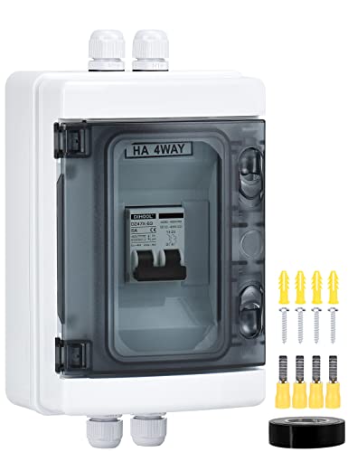DC 12V Leitungsschutzschalter Trennschalter PV Solar Anlage Sicherungsautomat Gleichstrom 6A 2 Polig (DC12V-DC400V or AC110-400V) Mit IP65 Wasserdicht Gehäuse
