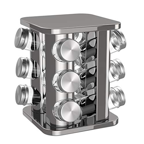 bonVIVO Rondo, Gewürzständer Drehbar Für 12 Gewürzstreuer, Edelstahl gewürzkarussell drehbar In Silber-Chrom-Look, Drehbares Gewürzregal, Gewürzrondell Drehbar Mit Platz Für Salz-Pfefferstreuer.