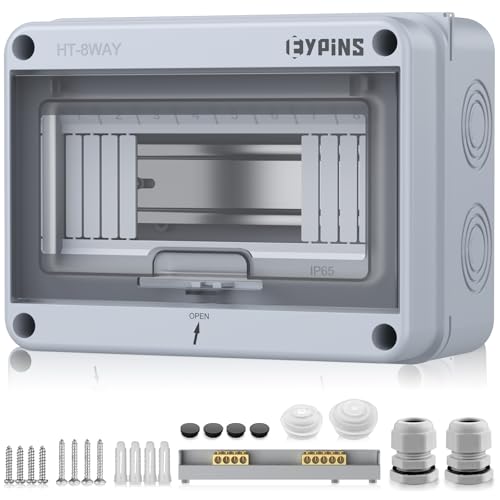 EYPINS Verteilerkasten Aufputz 1-Reihig 8 Module, Kleinverteiler IP65 Feuchtraum Sicherungskasten Aufputz, Unterverteilung Aufputz mit umlaufender Dichtung für Garten oder Außenbereichen