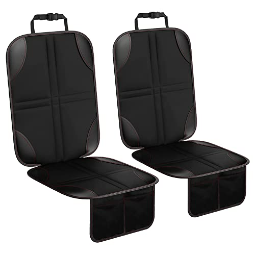 Gvolatee 2 Stück Kindersitzunterlage Isofix, rutschfest Wasserabweisender Autositzschoner, Universell Sitzschoner Auto Kindersitz, Autositzauflage mit Netztaschen, Schutzunterlage, Autositzschutz