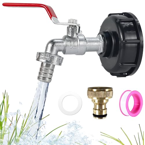MAJOYLIFE IBC Auslaufhahn,IBC Hahn mit 3/4"-Adapter,IBC Container Zubehör für 1000l Tanks,IBC Tank Zubehör Set mit Messing-Ablassventil