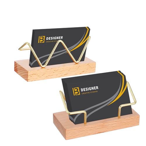 Sibba Visitenkartenständer Holz Visitenkartenhalter für den Schreibtisch Visitenkarten Aufbewahrung Visitenkartenbox Displaybox Flyerständer Ausstellung Messestand Zuhause Büro Sammlung(W,Holzfarbe)