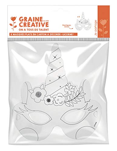 Générique - 6 flache Masken zum Dekorieren aus Karton Einhorn
