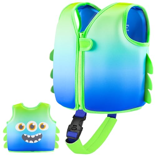 Kinder Mädchen Junge Schwimmlernweste, Schwimmhilfe Schwimmen Jacket für Kleinkinder Alter 1-6 mit Einstellbare Sicherheits Straps (BGM, 1-3)