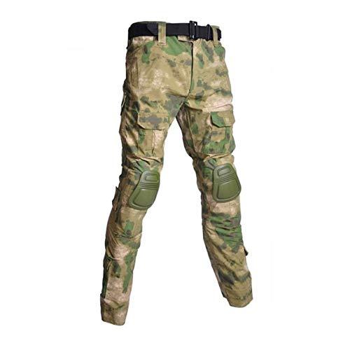 Taktische Militäruniform Anzüge Camouflage Schießen Jagd Shirts Hosen mit Elbow Knieschützer CS Paintball-Kleidung eingestelltes Waistcoat (Color : Atacs fg Pants, Size : L)
