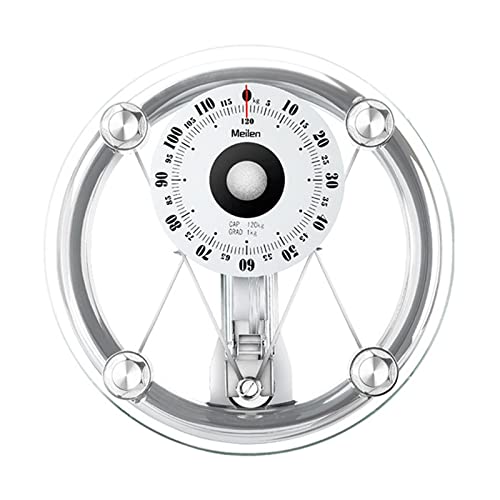 JTBDWOSK Rund Digitale Waage, Easy-to-Read Analog Dial, Robuste Plattform, Compact Mechanische Personenwaage,Silber