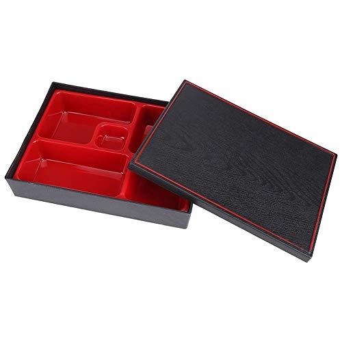 Nikou Brotdose mit Fächern, Bento Box Lebensmittelbehälter mit 5 Gittern Bento Aufbewahrungsbox Tragbare Holzbox im Japanischen Stil für das Picknick im Schulbüro