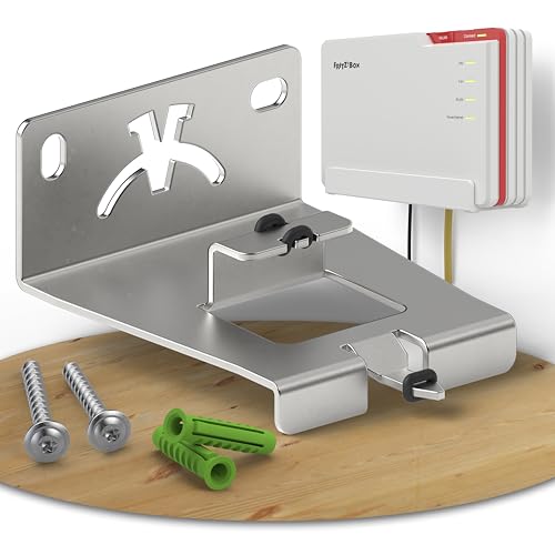 Fritzbox 5690 pro Wandhalterung | Edelstahl Router Wandhalterung geeignet für Fritzbox 5690 Pro | Fritzbox Wandhalterung inkl. Montagezubehör | Wandhalterung Fritzbox 5690 Pro aus deutscher Produktion