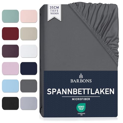 Spannbettlaken 160x200cm - Gebürstete Polyester Mikrofaser 35 cm Tiefe Tasche Spannbetttuch Oeko-TEX Zertifiziert Bettlaken Bettbezug für Boxspringbett Dicke Matratzen (160 x 200 cm - Dunkelgrau)