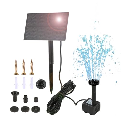 Irishom Solar Springbrunnen,5.5V Teichpumpe mit 3m Kabelleitung und Feste Pfähle Solarbrunnen Wasserpumpe,Geeignet für Teiche, Vogelbäder und Wasserspiele