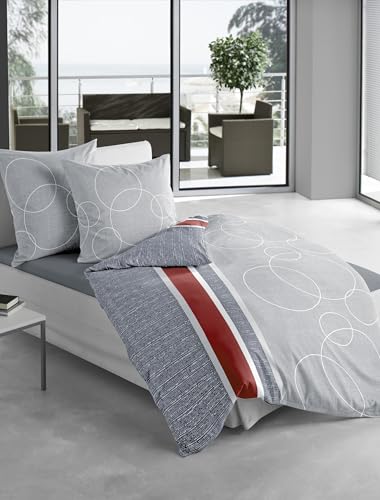 Bierbaum Bettwäsche 6230, Satin Basic, Designed in Germany, grau 08, 135x200 + 80x80 cm