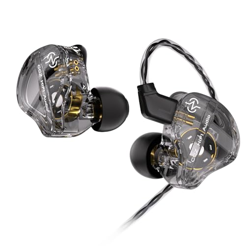 keephifi CCZ DC01 Pro In-Ear-Monitor-Kopfhörer, 1DD Bass HiFi IEM kopfhörer,V-Shape-Tuning kabelgebundene In-Ear-Ohrhörer, abnehmbaren 2pin-Z-OFC-Kabeln für Musiker, Schlagzeuger(schwarz,kein mikro)