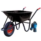 DIVID® Schubkarre 250Kg | 100Liter | Luftreifen mit Stahlfelgen | Schiebkarre | Bauschubkarre | Gartenschubkarre | Transportkarre mit robustem Stahlrahmen (Schwarz)