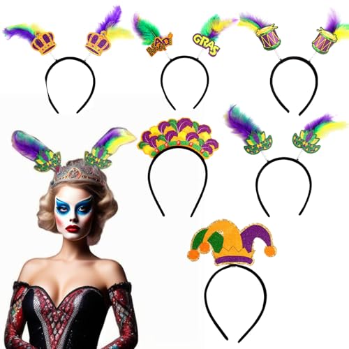 Generisch 6 Stück Fasching Stirnbänder für Damen Karneval 2025 Haarreif Lustige Teeparty Trendige Kostüme Kirche Tee Party Fascinator Fasziniert Hut