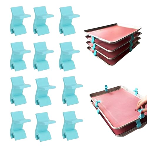 Yeomju 12 Stück Backblech Stapler, Pack von 12, Backblechhalter, Küchenwaren, Backblech-Stapler für Gefrierschrank Teller, Küche, Picknick, BBQ，Plätzchen Backblech