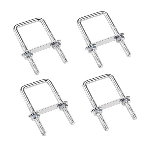 Bügelschraube M8 50 x 80mm, 4 Stück U Bügel mit Gewinde U Schrauben mit Muttern und Rahmenplatten U Bolzen Bügelschelle Für Rohr Befestigung Abschleppen Autos Reparatur