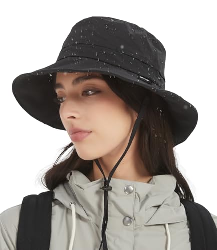 Creekstone Regenhut Damen Herren Wasserdicht, Sonnenhut UV Schutz, Floppy Bucket Hat Eimerhut, Outdoor Hut Faltbar für Wandern Fischerhut (DE/NL/SE/PL, Alphanumerisch, Einheitsgröße, Schwarz)