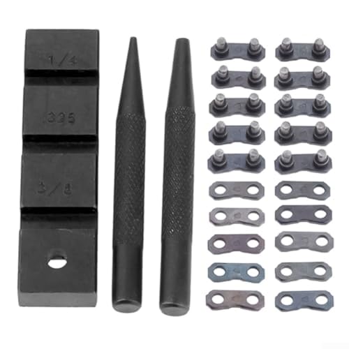 Kettensägen-Reparatur-Set, 325 Zoll, Master-Verbindungswerkzeug, Karbonstahl, Kettenbrecher-Set für 1/4 Zoll, 3/8 Zoll, LP 825,5 cm, 3/8 Zoll, 1,026,2 cm Teilung, Kette für Garten und Außenbereich