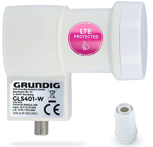[Test SEHR GUT *] GSS Single LNB Weiss mit LTE Filter für digital Satschüssel - für 1 Teilnehmer, Receiver & TV - 1fach 1-Fach - Sat, Satelliten, Full HD, 4K, Wetterschutz, kälte & hitzebeständig