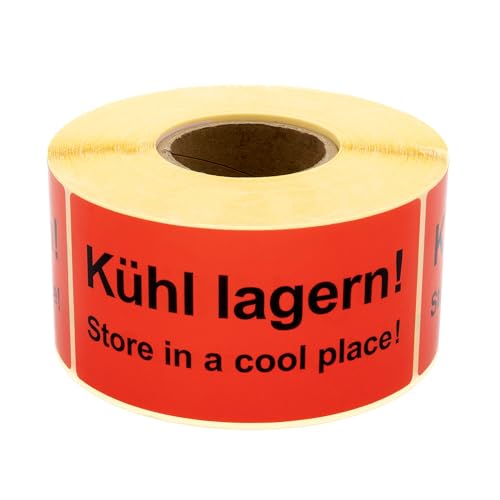 MD Labels Warnetiketten auf rolle 100x50mm 500 Stück Kühl lagern! Store in a cool place! Versandaufkleber –Paketaufkleber