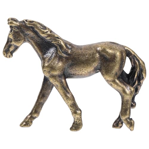 ABOOFAN Mikrolandschaft Kupfer Pferdefigur Metall Pferde Statue Tischplatte Pferde Buchregal Büro Tischdekoration Kupferhandwerk Pferdefigur aus Kupfer Pferdestatue Golden