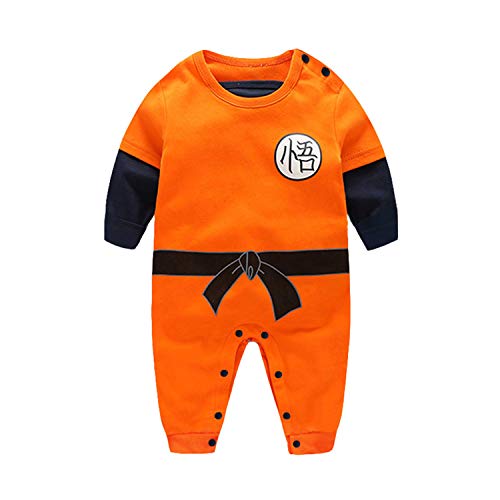 Sxkayxr Strampler für Neugeborene, Jungen, Mädchen, Goku-inspiriertes Kleinkind-Outfit, Overall, Orange 1, 73cm/6-9 Months